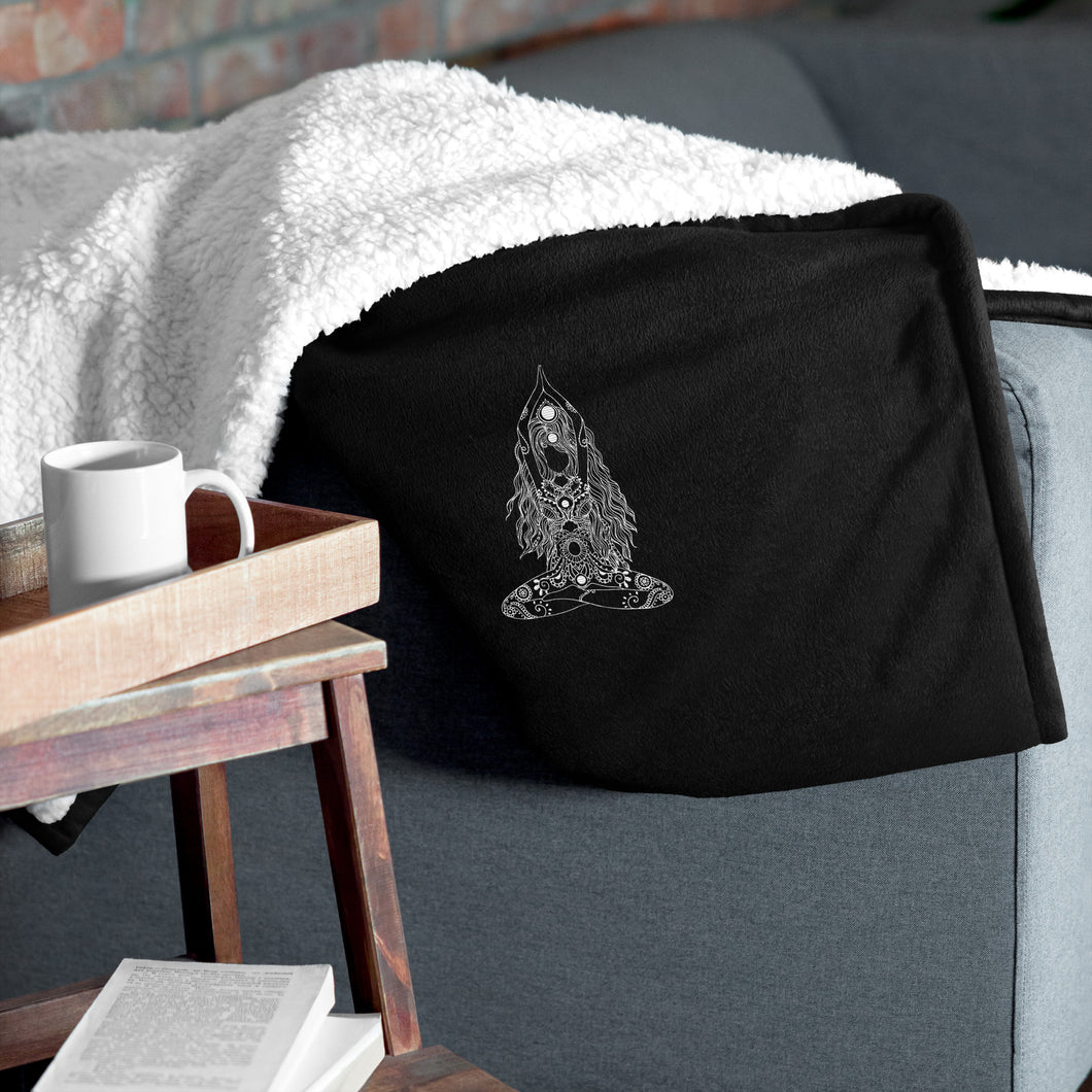 Meditating Woman Sherpa Blanket